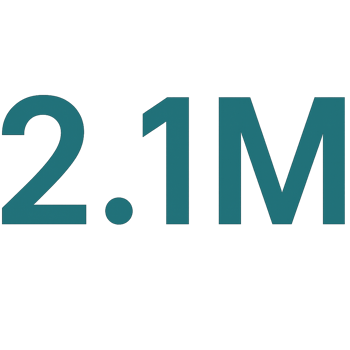 A large image of 21M as a number without a background and text colour 016565